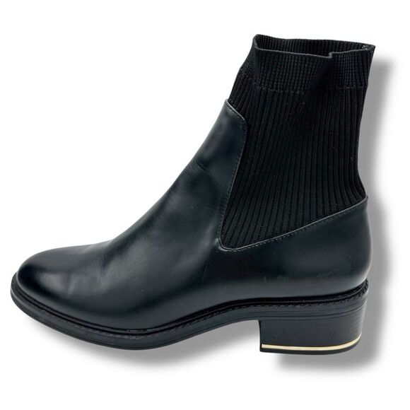 Zara Metal Trim Chunky Heel Black Chelsea Ankle Boots Sz 41 10.5 - Picture 2 of 15